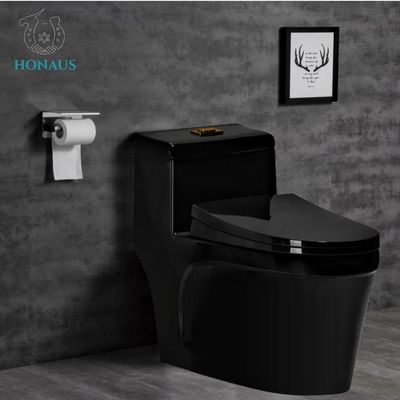ISO Anti Blocking Black One Piece Toilet Bowl Single Piece Western Commode