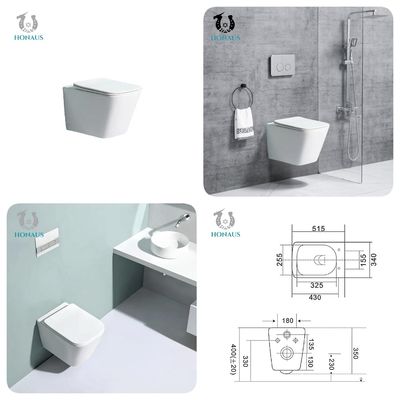 CE ROHS Restaurant Square Tankless Wall Mounted Toilet Hanging Toilet Bowl