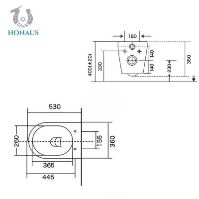 Washdown Flushing Wall Hanging Commode Rimless Wall Hung WC One Piece