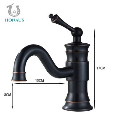 Watermark Single Handle Black Wash Basin Faucet Splash Proof Antique Style