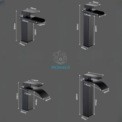 Gravity Casting Hot Cold Wash Basin Faucet Black Waterfall Basin Mixer Tap