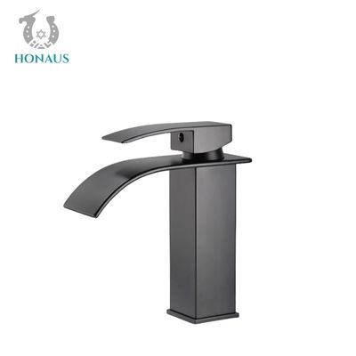 Gravity Casting Hot Cold Wash Basin Faucet Black Waterfall Basin Mixer Tap