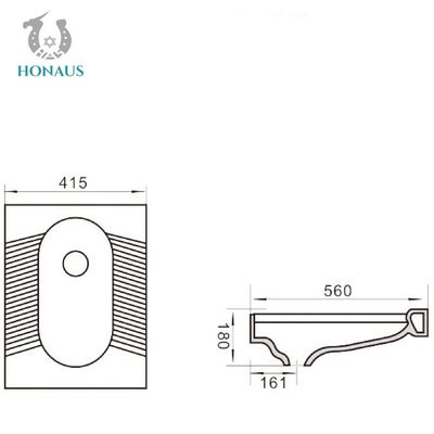 S Trap Commercial Hindware Squatting Pan Toilet Anti Blocking