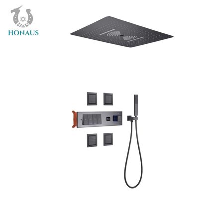 All Copper Wall Mounted Concealed Valve Showers Digital Display Rainfall Shower Set