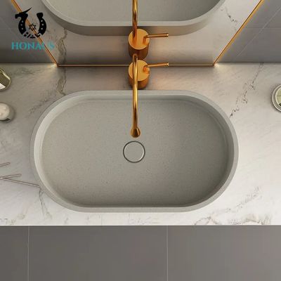 Solid Grey Concrete Countertop Basin Above Counter Vessel Sink Customizable