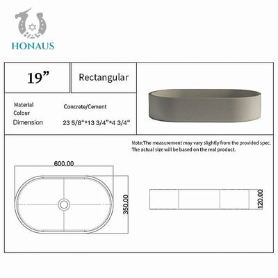 Solid Grey Concrete Countertop Basin Above Counter Vessel Sink Customizable