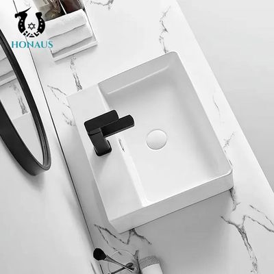 Stylish Solid  Bathroom Countertop Basin Above Counter Rectangular Sink 600mm