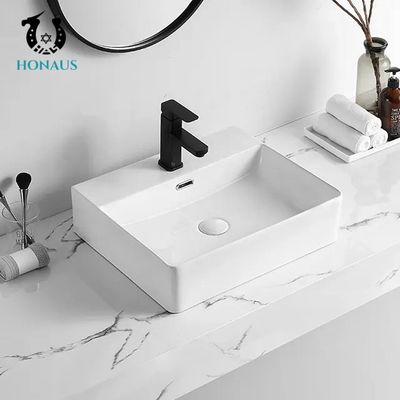 Stylish Solid  Bathroom Countertop Basin Above Counter Rectangular Sink 600mm
