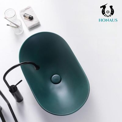 Matte Black Jade Green Bathroom Countertop Basin Lavatory Sink Nordic Style