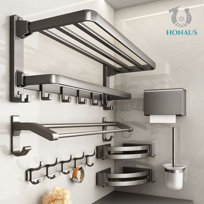 Space Aluminum Modern Wall Mounted Bathroom Set Customized Logo