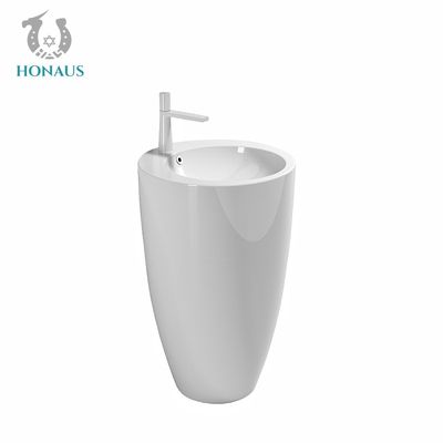 Hotel Sturdy Round Full Pedestal Wash Basin Free Standing 500*500*830mm
