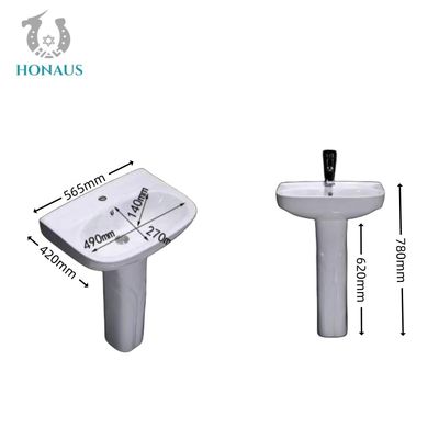 CUPC 565*420*780mm One Piece Wash Basin With Integrated Full Pedestal