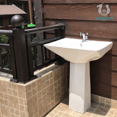 Bathroom Full Pedestal Wash Basin Free Standing Single Hole Multiple Size