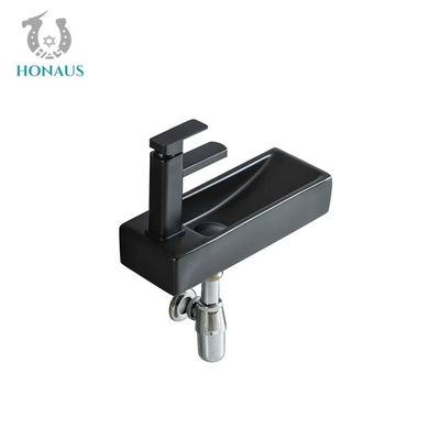 Modern Rectangle Bathroom Wall Hung Basin Matte Black 380*145*80mm