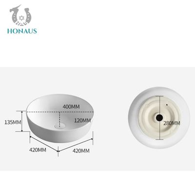 Ceramic Glazed Bathroom Countertop Basin Round Shaped Hand Wash Basin