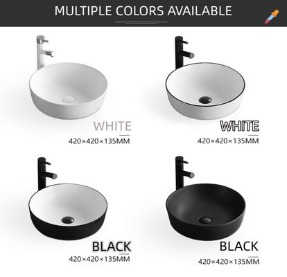 Ceramic Glazed Bathroom Countertop Basin Round Shaped Hand Wash Basin