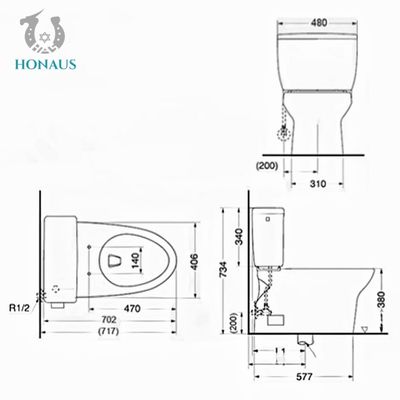 Certified Ceramic Bathroom S/P-Trap Two Piece Toilet Bowl Water Clost Floor Mounted
