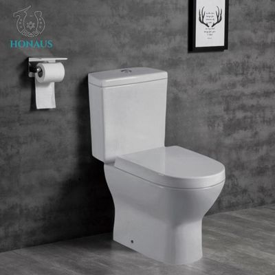 Gravity Flushing Ceramic Bathroom Two Piece Toilet Bowl Floor Mounted