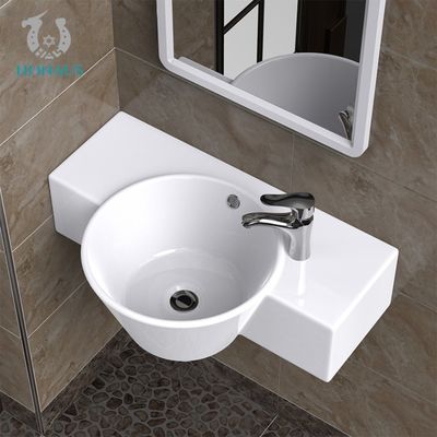 Ceramic Glaze Bathroom Wall Hung Basin Wall Mounted Washbasin With Overflow