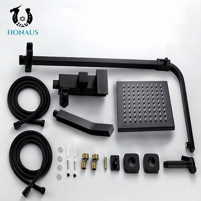 Luxury Black Stainless Steel Rainfall Shower Head Set Concealed Shower Bath Faucet