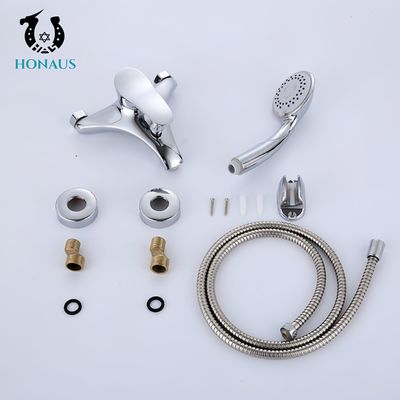 Triple Handle Mixing Bathtub Faucet Durable Ceramic Valve