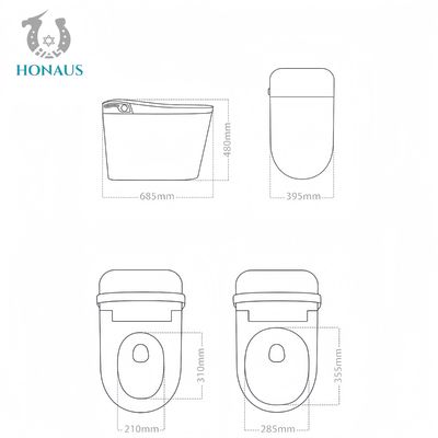 Auto Flush S Trap 200mm Smart Intelligent Toilet Seat Warmer Premium Ceramic White Grey