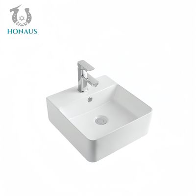 Small Bathroom Countertop Basin Anti Scratch Ceramic Multi Sizes White