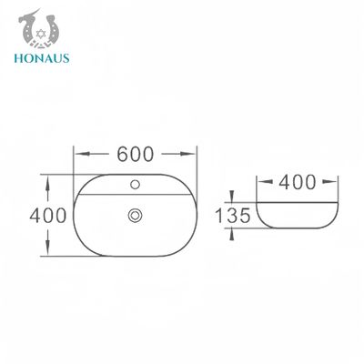 Elegant Oval Bathroom Countertop Basin 1280 Degree Burned Ceramic Included 135mm