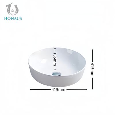 Simple Bathroom Countertop Basin Round Deck Mounted Ceramic White
