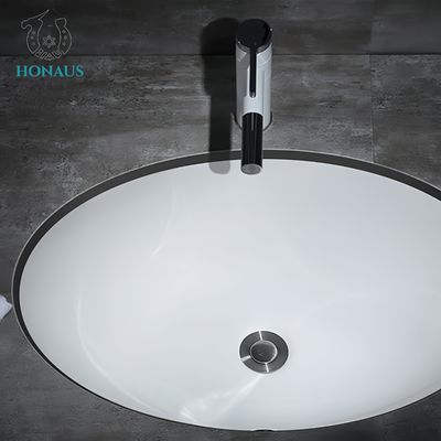 Round Bathroom Inset Basin Ceramic White Nano Glaze Hotel 210mm Depth