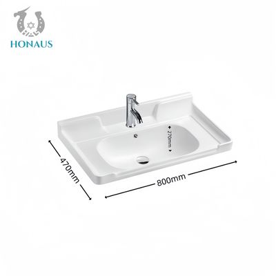 Flat Design Bathroom Inset Basin Elegant Square Integrally Formed Ceramic White
