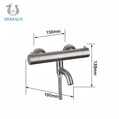 Wall Mounted Exposed Valve Showers 304 Stainless Steel Thermostatic Two Outlets