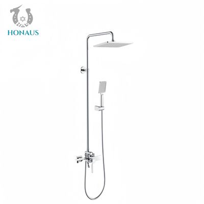 White Exposed Valve Showers Brass Triple Handles Elegant Design