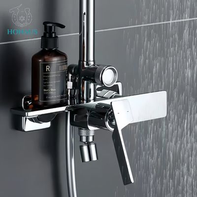 White Exposed Valve Showers Brass Triple Handles Elegant Design