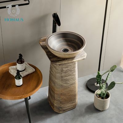 Indoor Outdoor Full Pedestal Wash Basin  Ceramic Retro Design