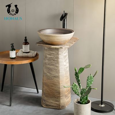Indoor Outdoor Full Pedestal Wash Basin  Ceramic Retro Design