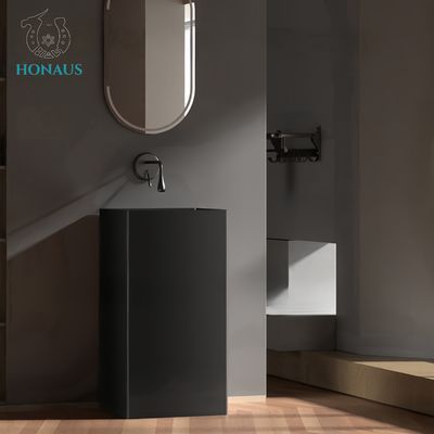 Modern Full Pedestal Wash Basin Stainless Steel Luxury Hotel Apartment Polished
