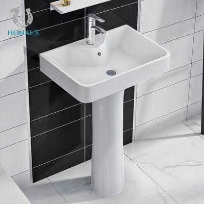 Indoor Small Bathroom Full Pedestal Wash Basin High Quality Ceramic Modern Design