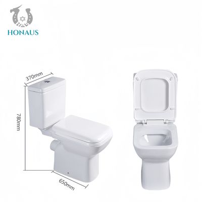 Modern Two Piece Toilet Bowl 780*370*650mm Best White Ceramic Dual Flush S/P Trap