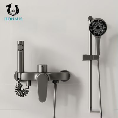 Luxury Modern Exposed Valve Showers Brass Body Electroplated Surface Three Outlets
