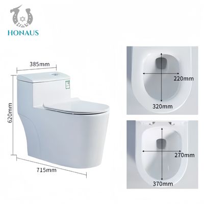 Floor Installation One Piece Toilet Bowl 715*380*620mm With Mix. Pit Spacing 300mm