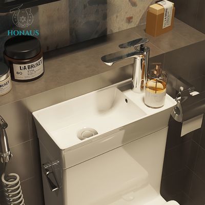 Multi Function White Ceramic One Piece Toilet Bowl & Basin Water Saver Hotel Use S Trap