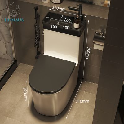 Multi Function White Ceramic One Piece Toilet Bowl & Basin Water Saver Hotel Use S Trap