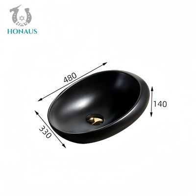 Luxury Bathroom Countertop Basin Art Design  Black Ceramic 20 Liters