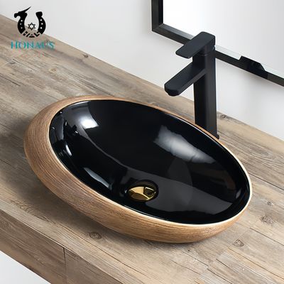 Luxury Bathroom Countertop Basin Art Design  Black Ceramic 20 Liters