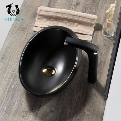 Luxury Bathroom Countertop Basin Art Design  Black Ceramic 20 Liters