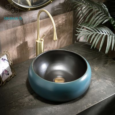 Retro Bathroom Countertop Basin Round Best Ceramic Electroplated Surface Anti Stain