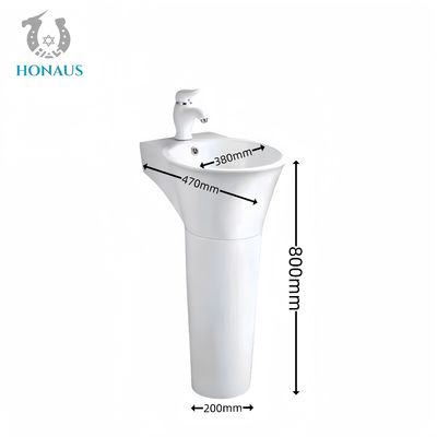 Modern Bathroom Full Pedestal Wash Basin White Two Piece Structure Accessories Included
