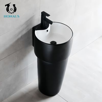 One Piece Bathroom Full Pedestal Wash Basin Black Red Modern Design Luxury Hotel