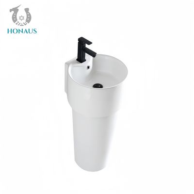 One Piece Bathroom Full Pedestal Wash Basin Black Red Modern Design Luxury Hotel